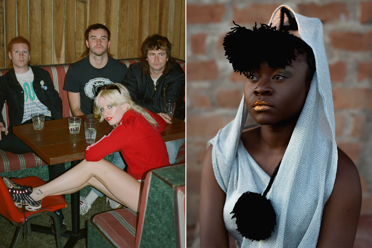 2 panel image of Amyl and the Sniffers and Sampa the Great, two nominees for the Australian Music Prize