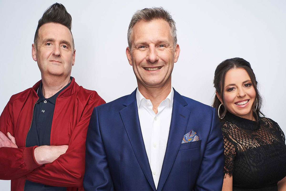 Alan Brough, Adam Hills, and Myf Warhurst from 'Spicks and Specks'