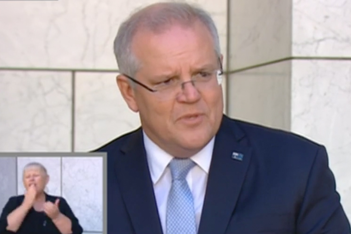 Image of Australian Prime Minister Scott Morrison delivering a press conference