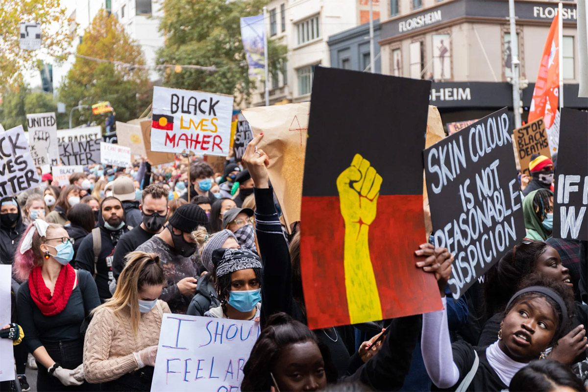 A 2020 Black Lives Matter rally in Melbourne