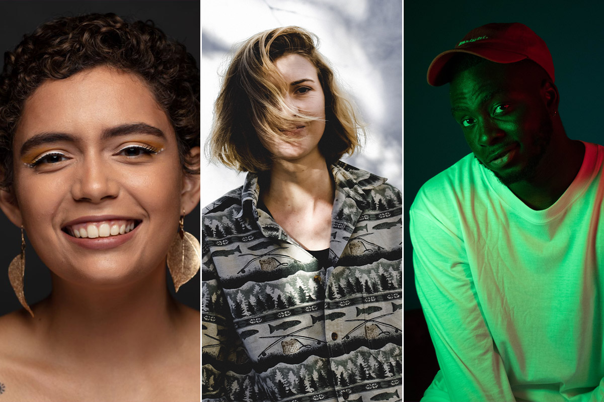 Three-panel image of BIGSOUND50 Artists Kee'ahn, Harper Bloom, and Yawdoesitall