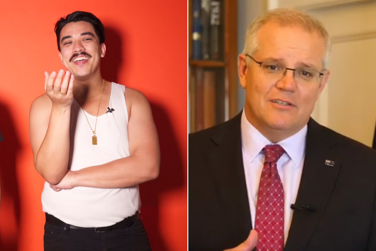 Image of Polish Club's David Novak and Prime Minister Scott Morrison, whose COVID response has been heavily criticised