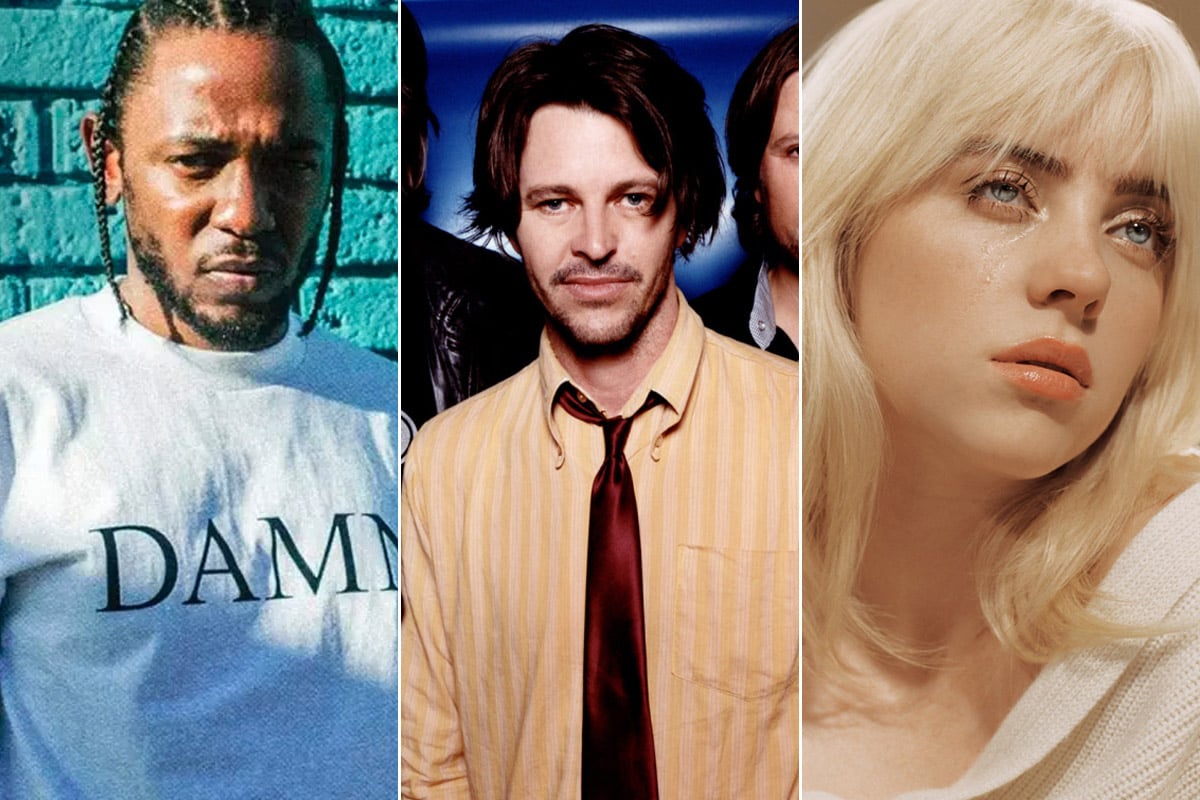 Image of Hottest 100 winners Kendrick Lamar, Powderfinger, and Billie Eilish